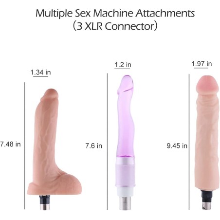 3XLR Connector Attachments Dildos for Auxfun Sex Machine, Different Sex Toys Accessory for Love Machines Gun Devices