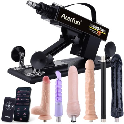 Sex Machine Automatic Love Machine with Remote Control & Graded Dildo, AUXFUN Thrusting Fuck Machine with 3XLR Connector & APP