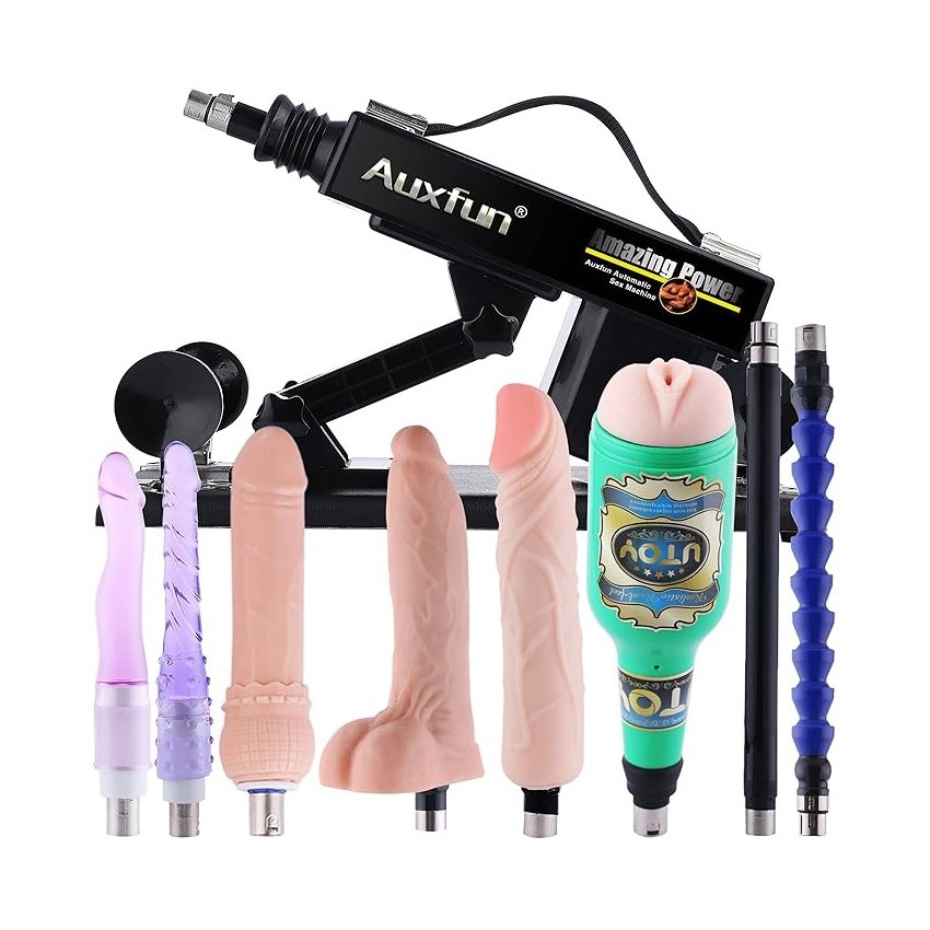 AUXFUN Sex Machine Realistic Dildo,Fuck Machine for Man with 3XLR Connector, Adult Toys with 8 Accessories