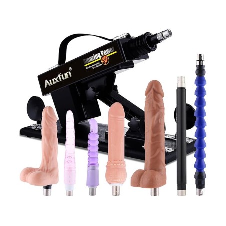 Auxfun Sex Machine for Women and Men with 3XLR Connector for Hands-Free Play with 7 Attachments