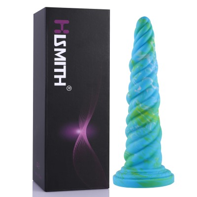Hismith 10.12 Inch Awl Shape Mixed Colors Silicone Dildo With Suction Cup