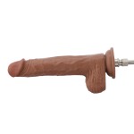 Auxfun Brown TPE Extra Long Dildo with EzfunLok, Sex Machine Attachment